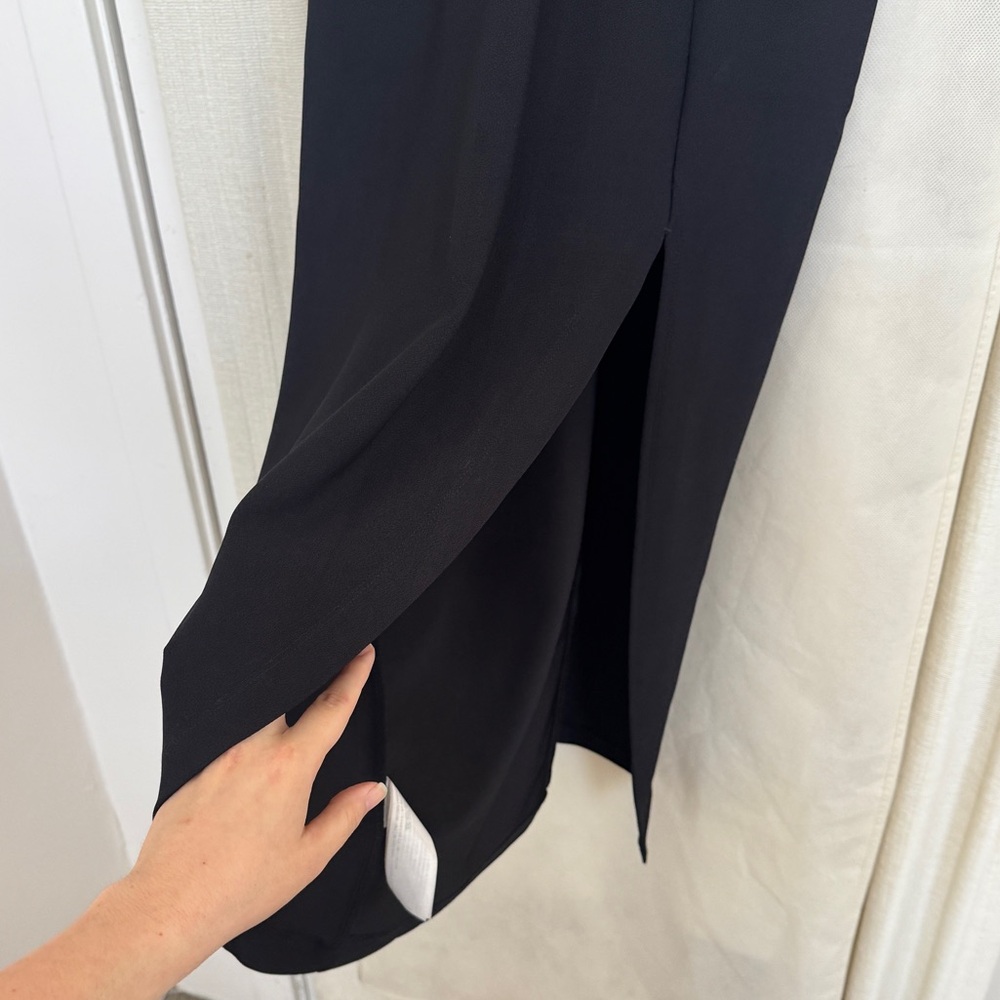 Abercrombie & Fitch Black Plunge Midi Bodycon Dress Size Small Petite - Picture 4 of 13